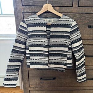 BB Dakota Black & White Striped Cropped Blazer